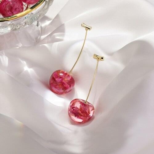 New Arrival Dominated Acrylic Fashion Geometric Fine Women Drop Earrings Contracted Sweet Cherry Earrings Modelling Jewelry