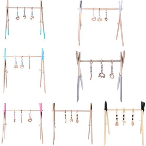 1Set Nordic Style Baby Gym Play Nursery Sensory Ring-pull Toy Wooden Frame Infant Room Toddler Clothes Rack Gift Kids Room Decor