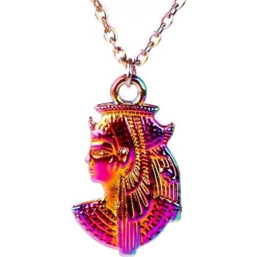 1PC Rainbow Color Alloy Cross Hat Charm Stainless Steel Necklaces for Female Best Jewelry Gift