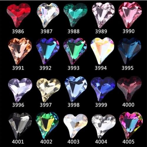 10pcs Nail rhinestone Sharp bottom Crooked heart shaped nail accessories nail jewelry crystal nail art