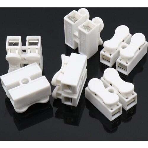 10x 2p Spring Connector wire with no welding no screws Quick Connector cable clamp Terminal Block 2 Way Easy Fit for led strip