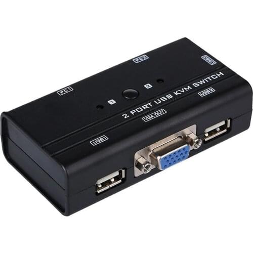 2 port USB KVM switch Switcher selector with USB consoles 2PCS KVM cables included