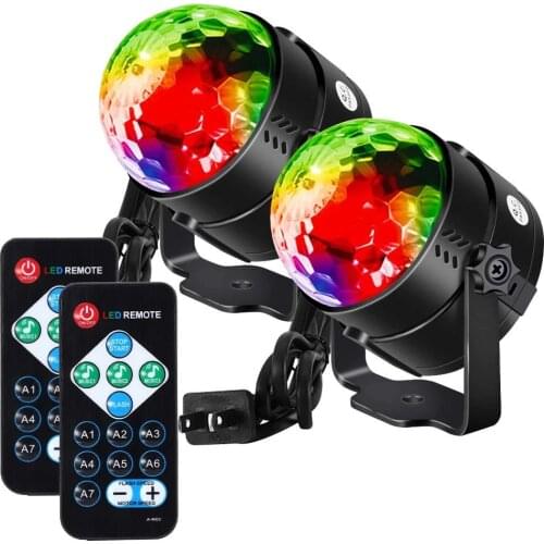 2pcs 7 Colors Sound Activated with Remote Control Dj Lights Stage Light Disco Ball Strobe Light for Festival