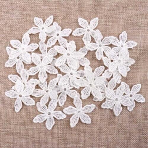 30pcs Beautiful flower White Color Lace Trim Embroidered Lace Ribbon Accessories Decoration Sew On Guipure Lace DIY 40mm
