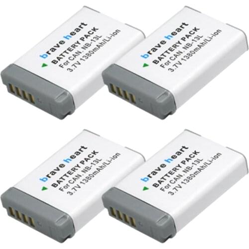 4pcs NB-13L NB13L NB 13L Battery for Canon G7 X Mark II G7X G5 X G5X G9 X G9X SX620 SX720 HS Batteries