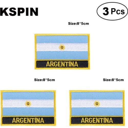 Argentina Rectangular Shape Flag patches embroidered flag patches national flag patches for clothing DIY Decoration