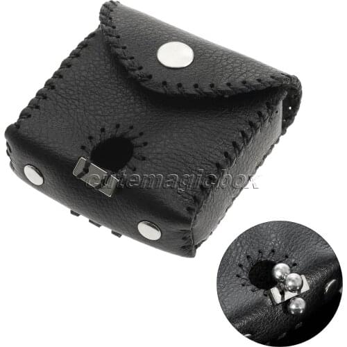 1Pc Black Leather Hunting Slingshot Stainless Steel Balls Bag Case Holster Slingshot Accessories Pouch Magnetic Bag For Catapult