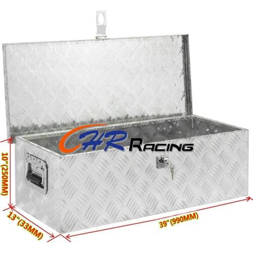 39"X13"X10" BLACK ALUMINUM PICKUP TRUCK TRUNK BED TOOL BOX TRAILER STORAGE+LOCK