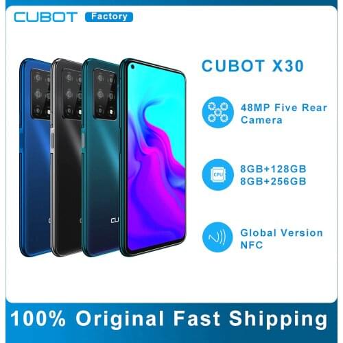 CUBOT X30 Mobile Smart Phone 4g Global Band Five Rear AI Camera 256GB Smartphone Nfc 6.4" Fullview Display Android10 Cell Phone