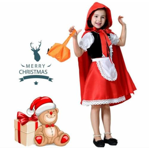 Children Girl Little Red Riding Hood Cosplay Dress Princess Halloween Costume DS Clothing For Party