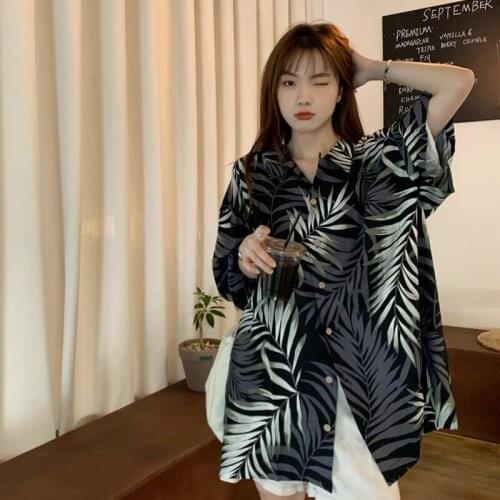 Maxxo Korean coconut tree graphic beach vacation couple short-sleeved T-shirt shirt women Kpop Grunge Clothes emo Gothic 90s Y2k