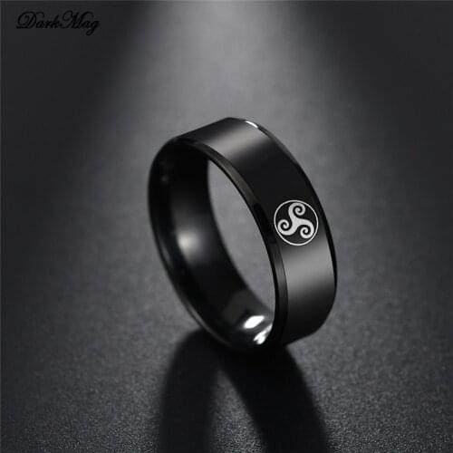 DarkMag Stainless Steel Teen Wolf Logo Ring For Men Women 8mm Punk Style Movie Ring Resistance To Fade
