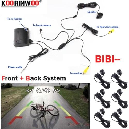 Koorinwoo Dual Core CPU Car Parking Sensor Radar Video 2 Front 4 Reverse Sensors Alert Probe Buzzer 12V Parktronic For Radio DVD