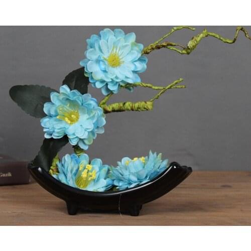 CREATIVE CERAMIC FIGURINES+ARTIFICIAL FLOWER SET HOME LIVINGROOM TABLE PORCELAIN VASE FAKE FLOWER CRAFTS DECORATION ACCESSORRIES