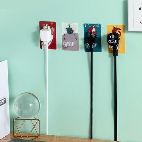 10pcs Plug Hooks Home Kitchen Accessories Punch-free Self Adhesive Power Plug Wall Holder Storage Hey Holder Hooks In Stock