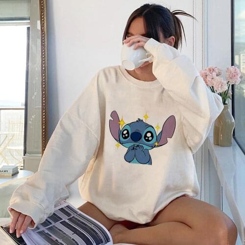 Sweat disney lilo and stitch sweatshirt womens clothing y2k hoodie Sudaderas Para Parejas Adoring Eyes Pullover Long Sleeve
