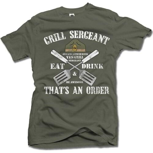 Grill Sergeant Bbq T-Shirt MenS ManS T-Shirt Summer Fashion Homme Solid Fitness High Quality Men Short Sleeve Button Up Shirts