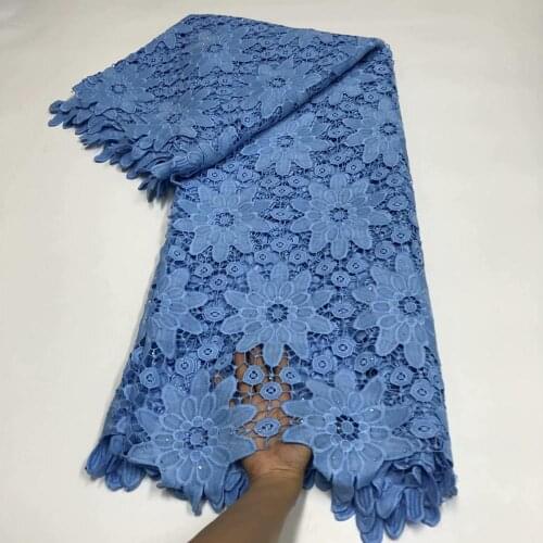 Sky Blue Lace Fabric African Cord Lace 2020 High Quality French Guipure Lace Fabric Africa Milk Silk Net Lace Fabric Wedding