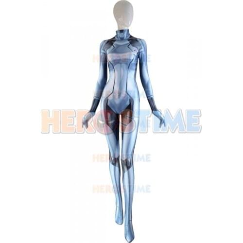 The Newest Silver Samus Aran Costume Metroid Samus Zero Game Catsuit 3D Printed Bodysuit Zentai Suit Custom Made Suit