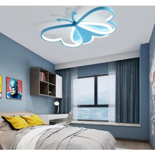 Modern Blue butterfly ceiling lights pink LED ceiling lamp for girls room unique beautiful ceiling lighting for kids babys room