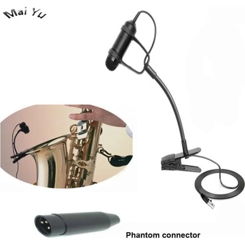 Professional Instrument Saxophone Microphone Condenser Music Microfone for AKG Samson Wireless System XLR 3pin Mini Phantom XLR