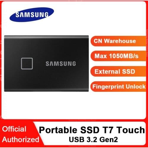 Samsung T7 Touch Portable SSD 500GB 1TB 2TB USB3.2 Fingerprint Recognition Unlock Type-C interface Solid State Drive NVMe