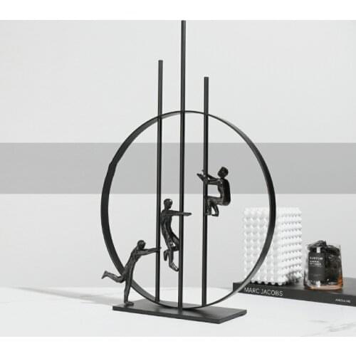 Modern Model House Villa Decoration Rope Climber Decoration Black Cast Iron Sportsman Figure Porch Decoration Statue