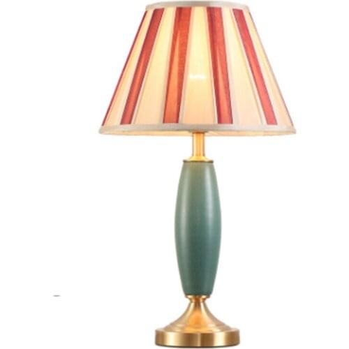 Mediterranean Striped Lampshade Ceramic Table Lamp For BedRoom Bedside Living Room Foyer Study Desk Reading Night Light 190133