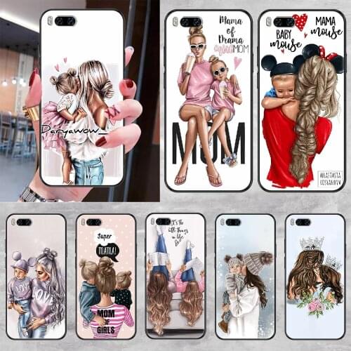 Surper Mama Baby Mom GIRL Phone case For Xiaomi Mi Max Note 3 A2 A3 8 9 9T 10 Lite Pro Ultra black trend cover soft hoesjes art