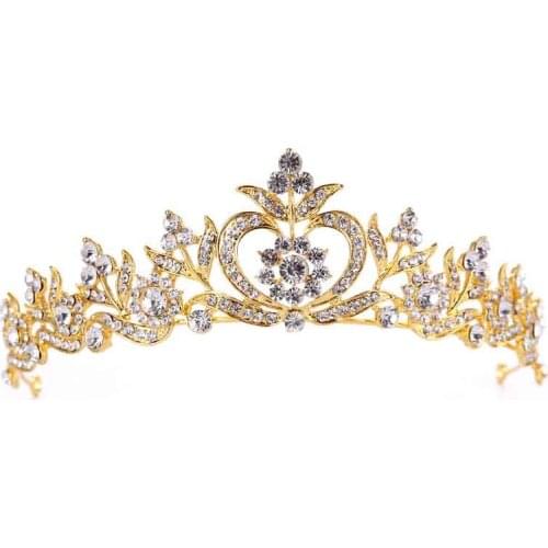 Baroque Golden Apple Shape Flower Tiaras and Crowns Pearl Crystal Diadem Headpiece Bridal Wedding Hair Accessories Jewelry SL