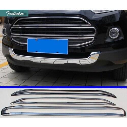 Tonlinker 3 PCS DIY Car Styling ABS Chrome Front Grille Air Intake Decorative Light Box Case stickers for Ford Ecosport 2013