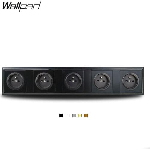 Wallpad 5 Way French Electric Wall Socket Quintuple Panel Black White Grey Gold Brown L6-P70 Plastic Palace Style, 430 * 86 mm