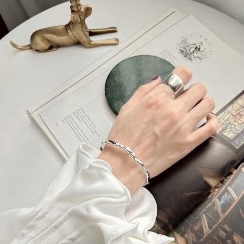 Ins Style Twist Winding Real 925 Sterling Silver Bracelets For Women Chain Fine Jewelry Bracelets & Bangles Vintage