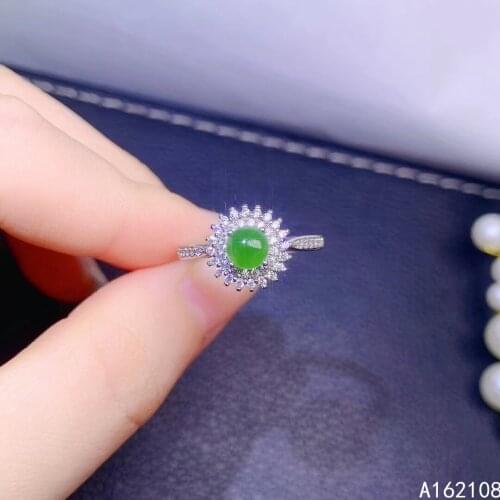 Fine Jewelry 925 Sterling Silver Inset With Natural Gems Womens Luxury Popular Round Jasper Adjustable Ring Support Detection