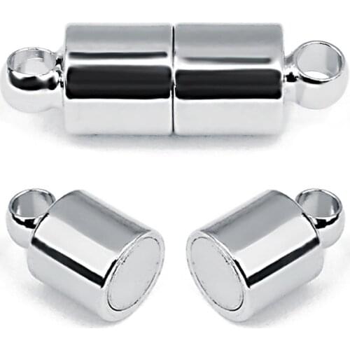 10Pcs/Sets Round Strong Magnetic Clasps Fit Bracelets Necklace Rhodium End Clasp Connectors for Makings Leather Bracelet Jewelry