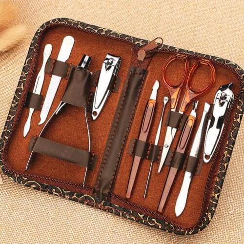 10Pcs Stainless Steel Nail Clipper File Scissor Ear Pick Manicure Pedicure Tools набор для маникюра