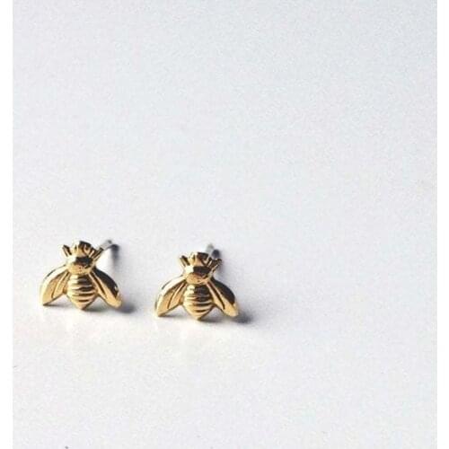 12Pairs/lot Cute Bees Stud Earrings Gold Color Insect Stud Earring for Women