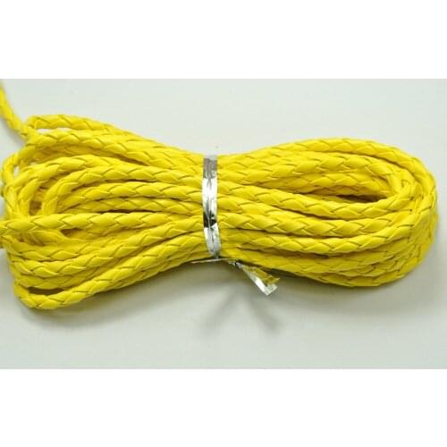 16.4 Feets Yellow Braided Leatherette Jewelry Cord 4mm