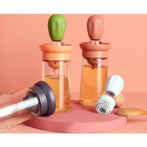 180ml Silicone Oil Bottle With Brush Push Type Oil Metering Quantitative Brush Oil Bottle Liquid Oil Pastry Kitchen Baking BBQ