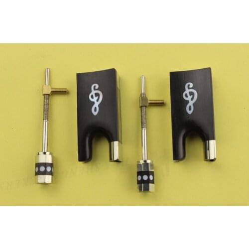 2 set new 4/4 ebony violin frog screw nickel silver inlaid musical notes