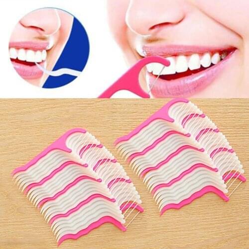 250 Pcs Dental Floss Teeth Cleaning Stick Nylon Cord Toothpick Oral Care Tool