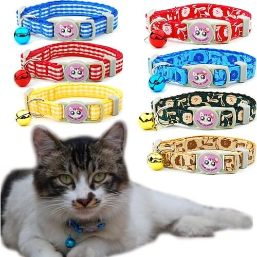 3 pieces/lot Cat Collar Breakaway Safety Adjustable Pet Supplies Kitten Plaid Floral Puppy Cats Necklace Pet Accessories