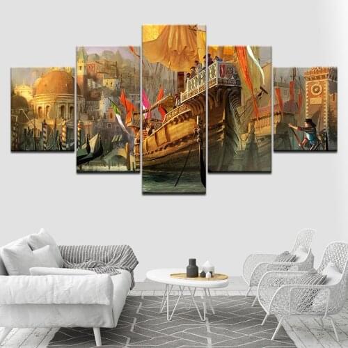 The Retro ship 5 Piece Wallpapers Art Canvas Print modern Poster Modular art painting for Living Room Home Decor