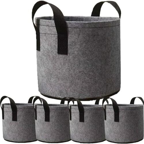 5-Pack 7 Gallon Grow Bags Heavy Duty Thickened Fabric Planting Pots with Strap Handles for Potato/Plant Growing (Grey)