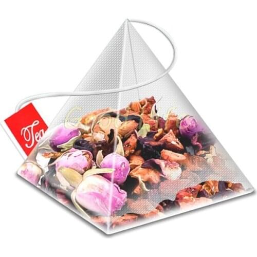 50pcs 5.8*7cm /Nylon three-dimensional Empty tea bag with string DIY Diagonal sealing forms the triangle Check video