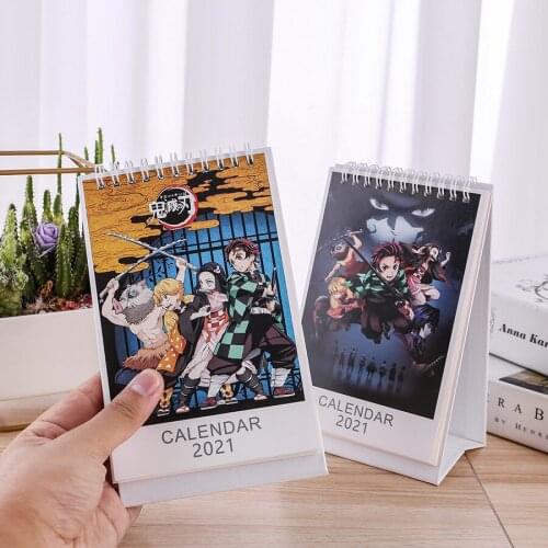 Anime Cartoon Demon Slayer Blade New 2021 Desk Calendar Calendar Kadomon Tanjiro Nidouzi Cosplay Decoration 2021