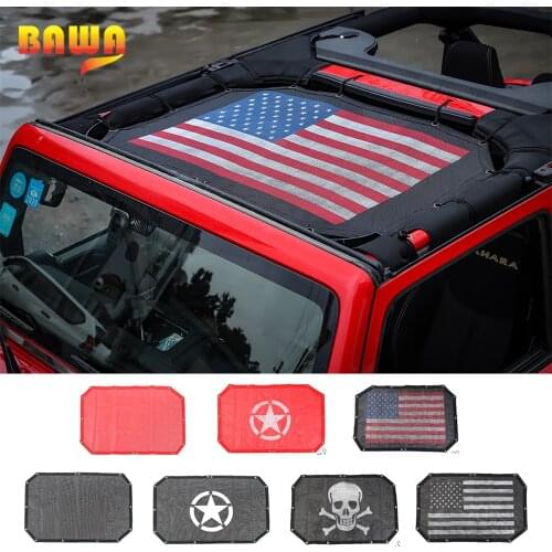 BAWA Car Sunshade Mesh Top Cover Provides UV Sun Protection Black 2 Door Accessories for Jeep Wrangler JK JKU 2007-2018