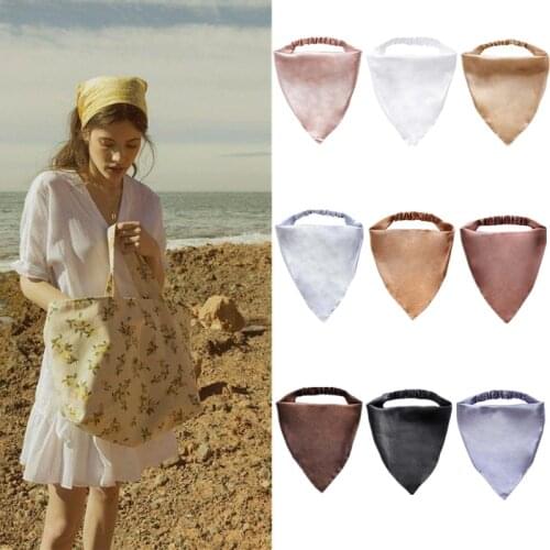 Xugar Leopard Print Triangle Bandana Hairband Elastic Hair Band Women Satin Solid Bandage Headband Turban Girls Hair Accessories