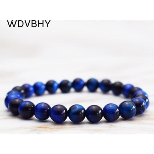 Handmade Men Drop Natural Stone Bracelet women Tiger Eye Jewelry Boho Bangles jewelry Blue Gift Beads 3 Size Dropshipping