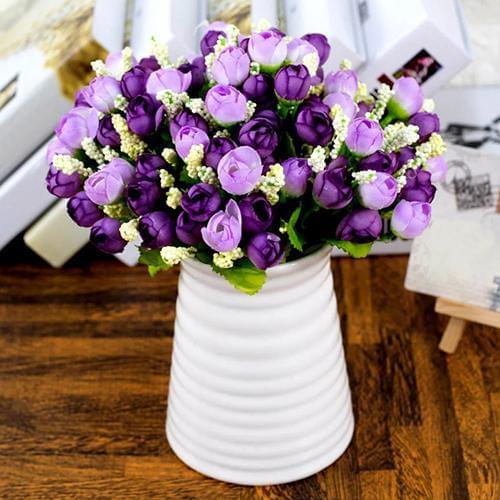 15 Heads/1 Bouquet Handmade Wedding Party Home Decoration Artificial Rose Flowers Floral Bouquets Arrangement Fake Flowers